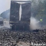 Video: Caminhão carregado de desodorantes explode na subida da serra da Ibiapaba