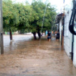 Chuva forte alaga ruas e derruba muros e árvores em Forquilha, no Ceará