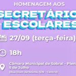 Secretaria da Educação de Sobral homenageará secretários escolares nesta terça (27)